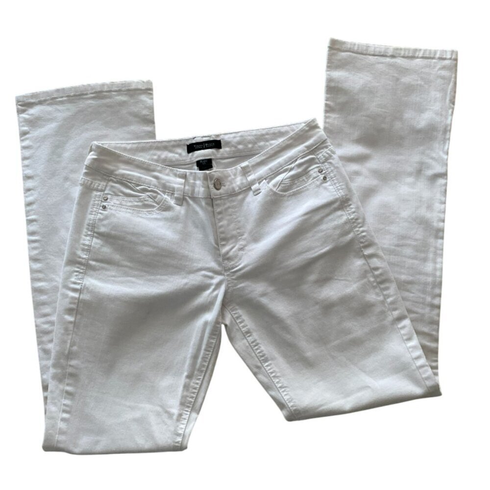 WHITE HOUSE BLACK MARKET WHITE DENIM CLASSICJEANS MEDIUM RISE STRAIGHT FIT SZ 6R
